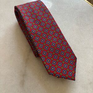 Robert Jensen tie necktie 100% silk hand sewn made in Italy red green blue